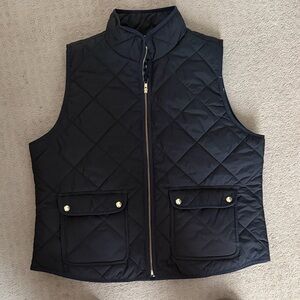 J. Crew Factory Black Quilted Vest with gold accents XL